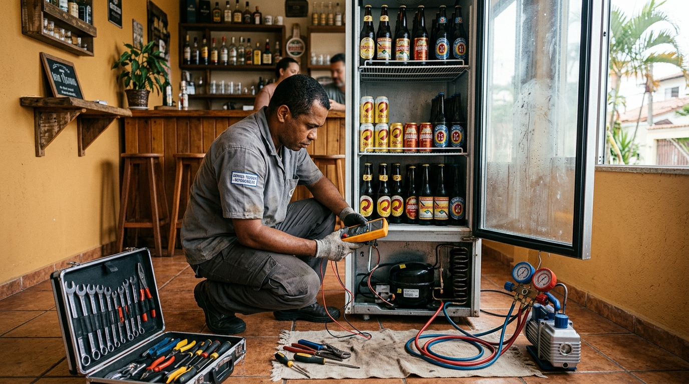 Substituição do termostato de uma cervejeira em Sorocaba‑SP